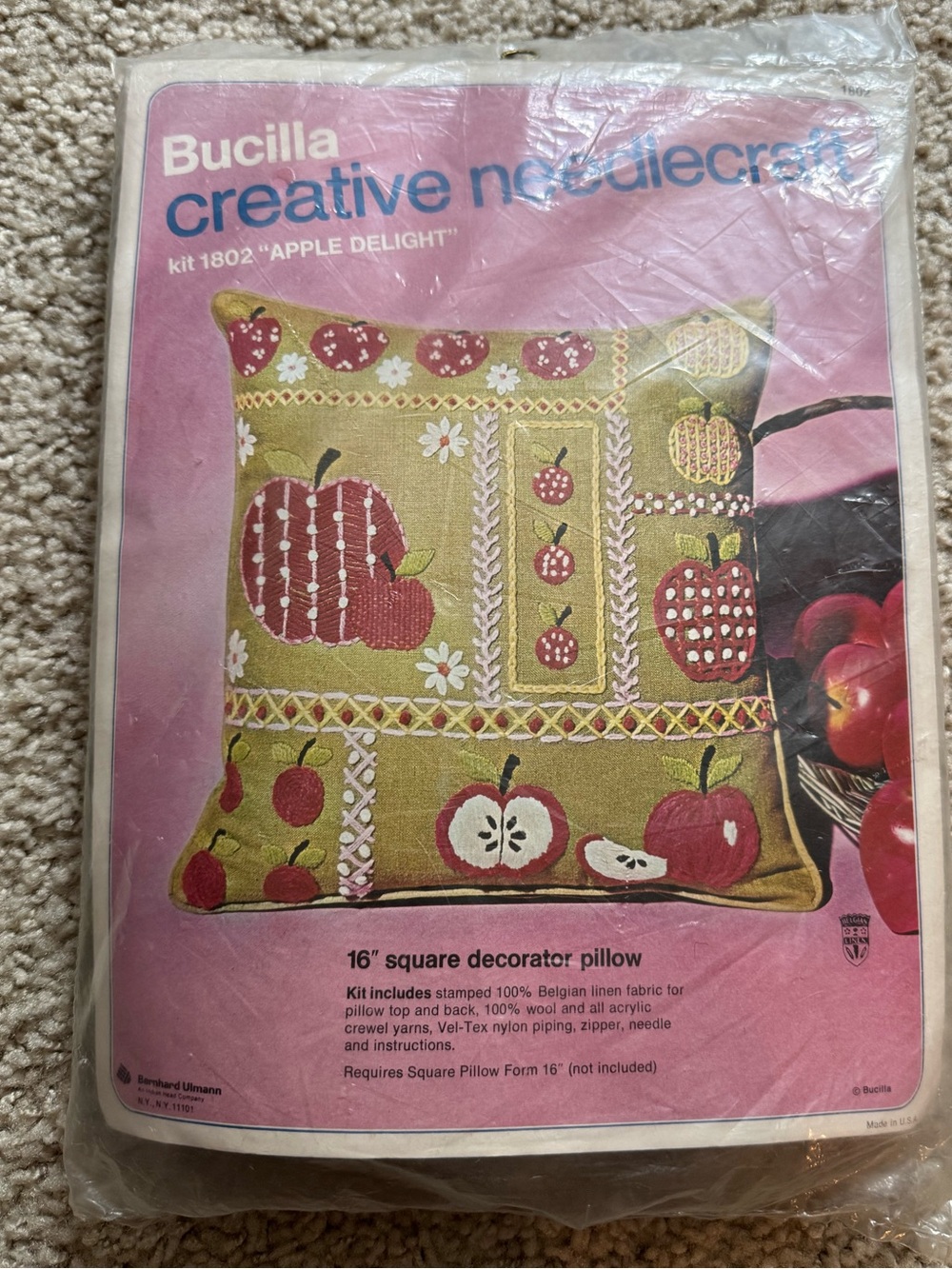Bucilla Apple Delight Accent Pillow Needlepoint Kit